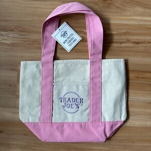 Trader Joe’s Mini Tote Bag Canvas Pastel Pink